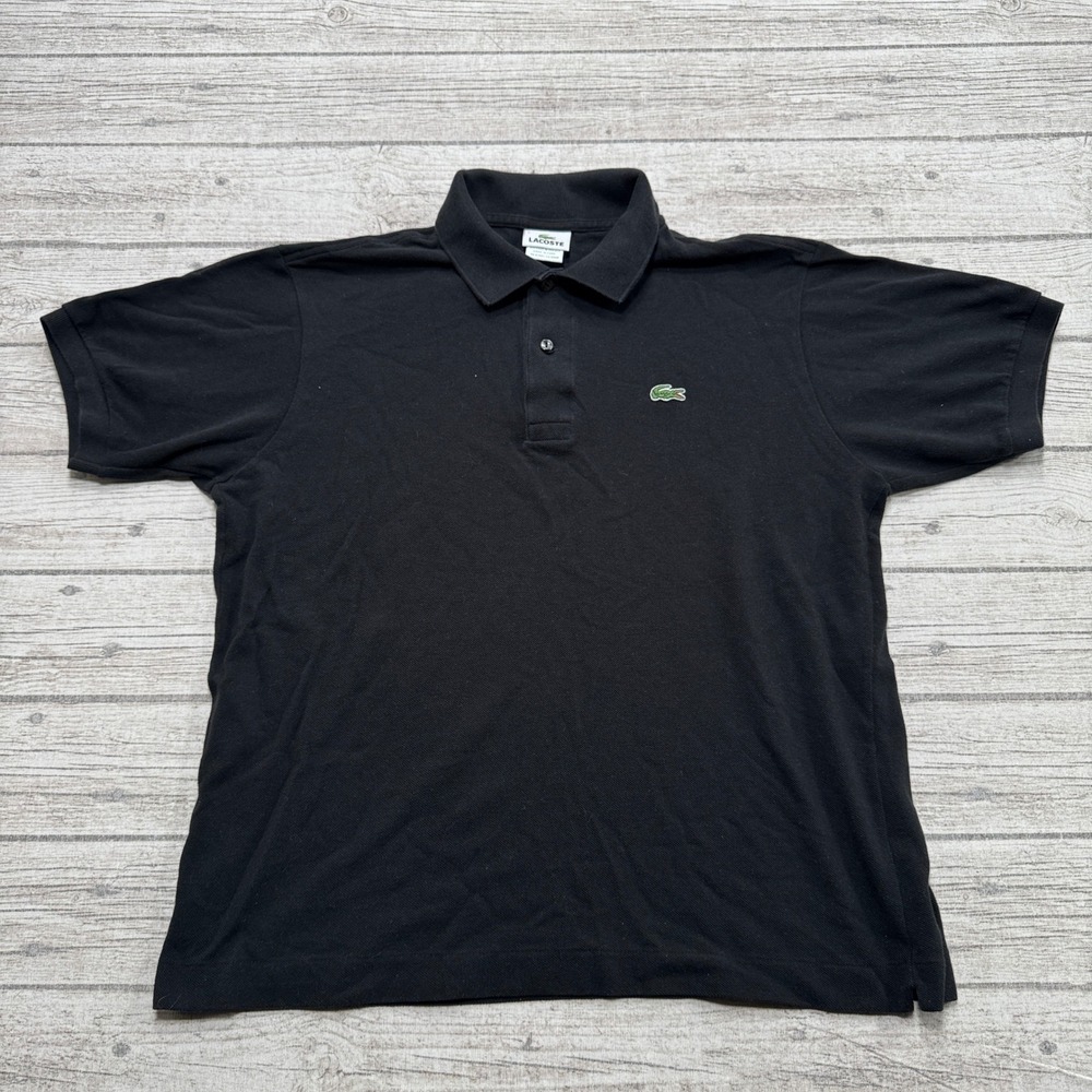 Lacoste Polo Shirt Men's 5 Large Black Short Sleeve Pique Knit Athletic Preppy